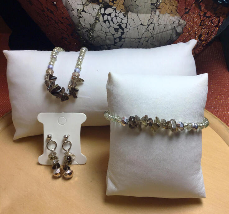 Swarovski Crystal, Smokey Quartz + Silver