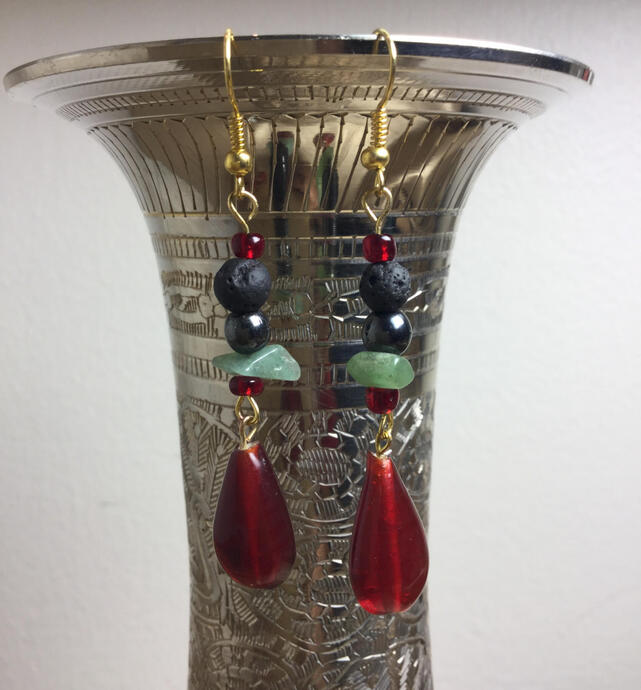 Hematite, Aventurine, Lampwork + Lava