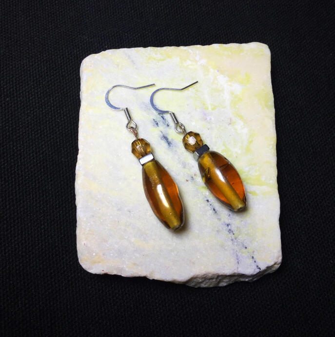 Hematite + Cognac Lampwork