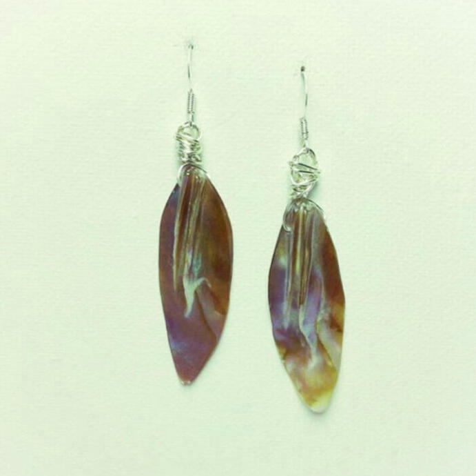 Sterling Wrapped Leaf Shaped Seashell