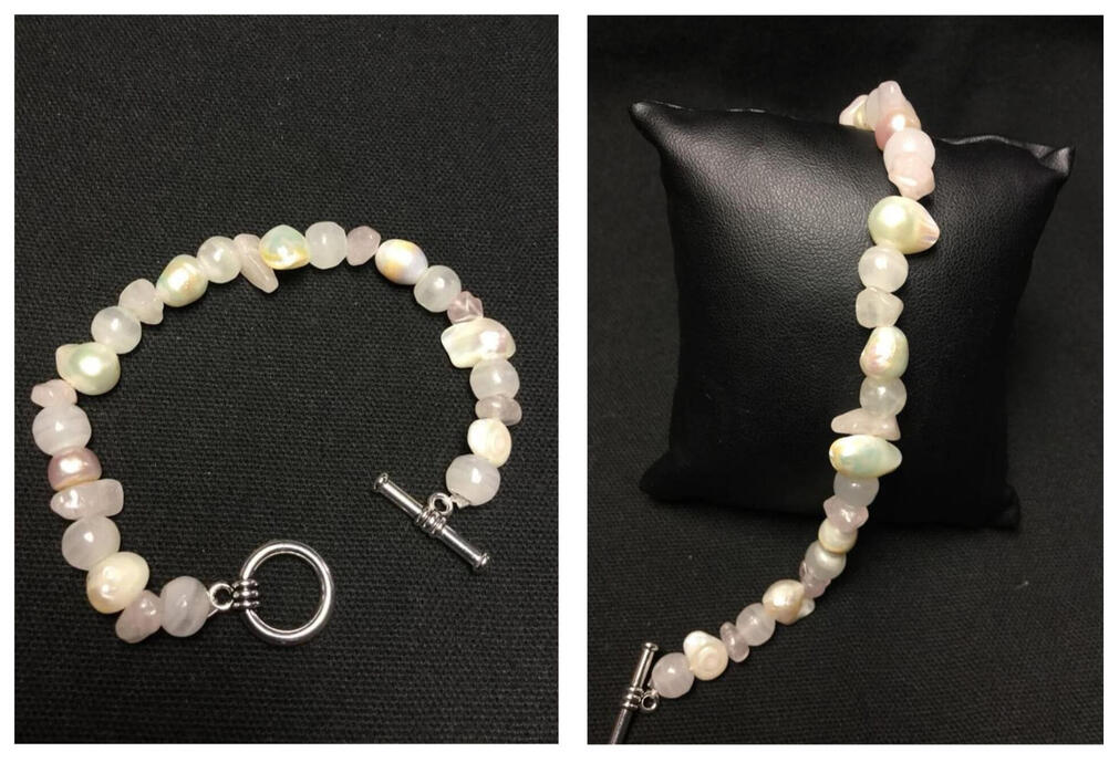 Marble, Rose Quartz + Baroque Freshwater Pearls