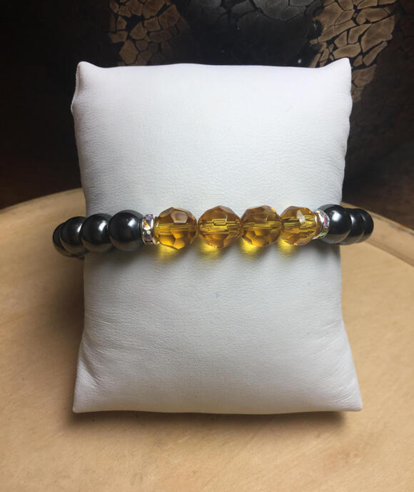 Swarovski Crystal, Silver + Hematite