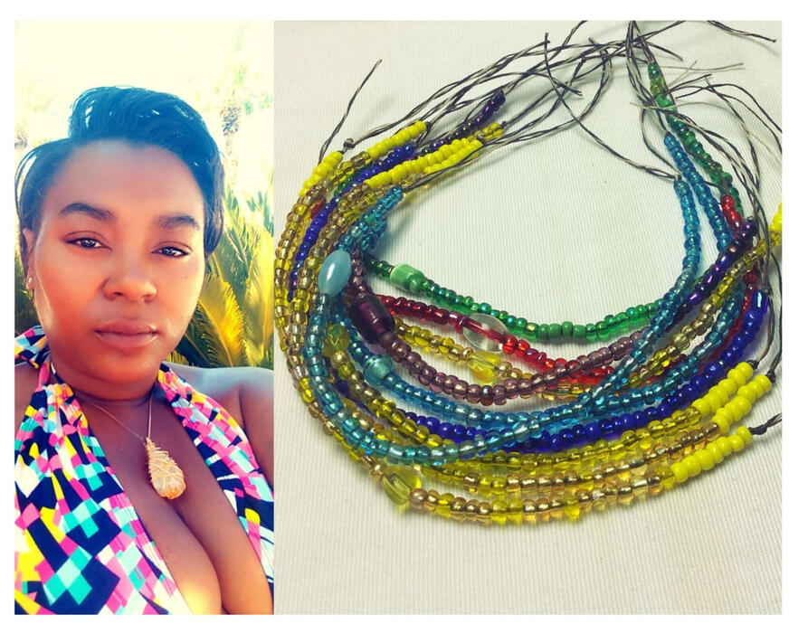 Gold Wrapped Citrine Amulet + Layered Unstructured Bracelets, Anklets and Waistbeads