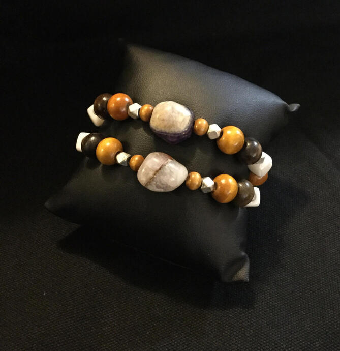 Silver, Wood, Bone + Amethyst